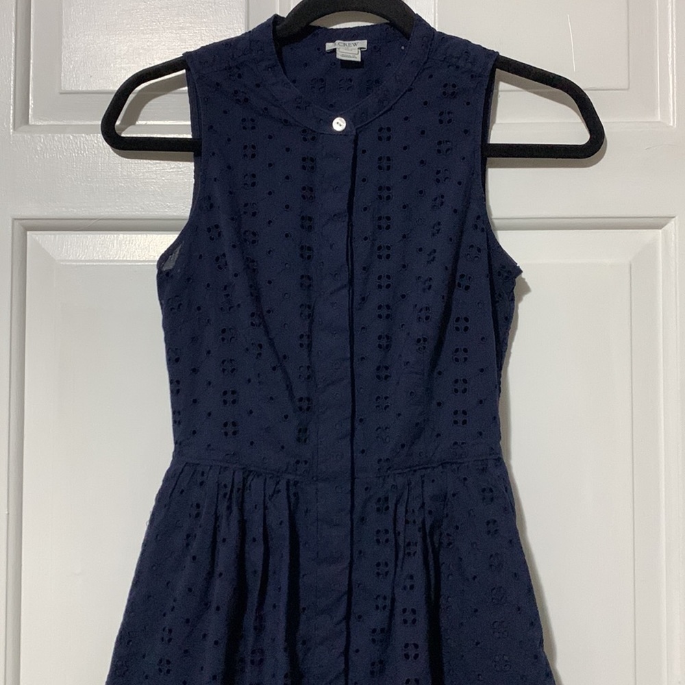 J. Crew navy sleeveless eyelet dress - Picture 3 of 14